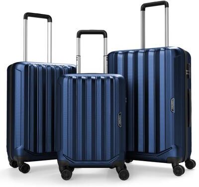 Costway 3-Piece Hardside Luggage Set (20/24/28 Inch) Lightweight with 3-Digital Lock-Navy