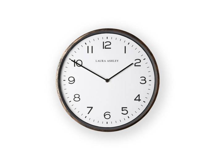 Laura Ashley Wanduhr Goldcliff 35.5cm, Bronzefarben, Weiß, Metall, Baum/Pflanze/Natur, Rund, 35.5x1x35.5 cm, Dekoration, Uhren, Wanduhren