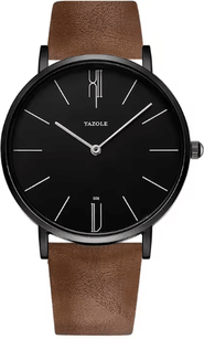 Inspire Essentials Mens Military Style Quartz Watch Genuine Leather Strap d