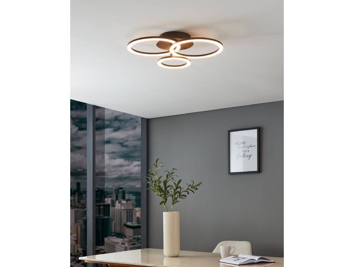 Eglo LED Smart Deckenleuchte Parrapos-Z Schwarz 29W 3500lm CCT 2700K - 6500K Dimmbar App Google Alexa Bluetooth ZigBee