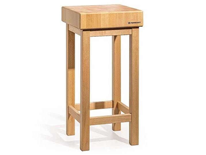 Forgast Fleischerblock Hackblock mit Sockel 40x40x10cm Professioneller aus Buchenholz für Metzger, Gastronomie
