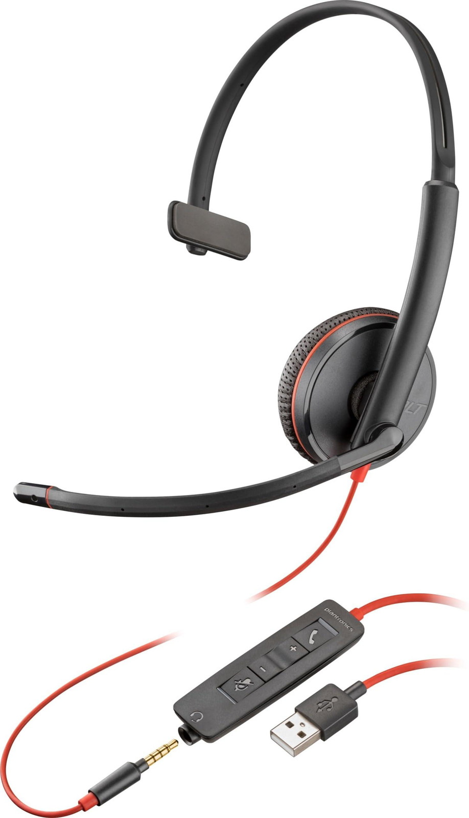 Poly Blackwire 3215 USB-A Monaurale headset met microfoon, zwart