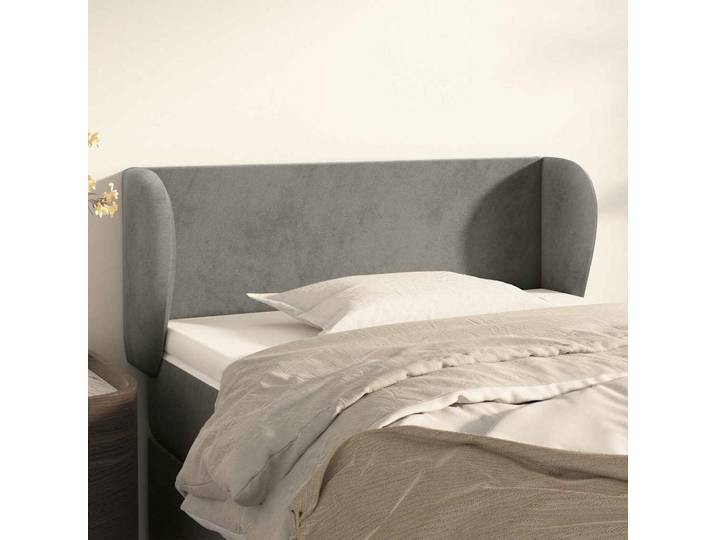 vidaXL Kopfteil mit Ohren Hellgrau 93x23x78/88 cm Samt