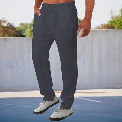 Herren Leinenhose Hose Hosen Sommerhosen Tasche Glatt Komfort Atmungsaktiv Outdoor Täglich Ausgehen Modisch Strassenmode Schwarz Weiß