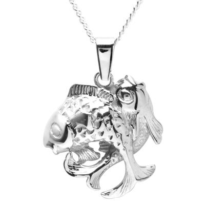 Kette mit Anhänger OSTSEE-SCHMUCK "Ostsee-Schmuck Kette mit Anhänger Tierkreiszeichen Fische" Gr. 42, silber, Halsketten, Damen, 42cm, Silber 925 (Sterlingsilber), L: 42