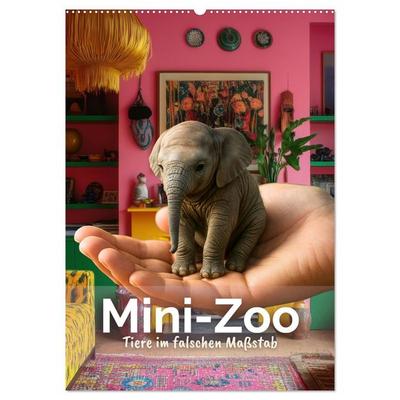 Mini-Zoo – Tiere im falschen Maßstab (Wandkalender 2026 DIN A2 hoch), CALVENDO Monatskalender
