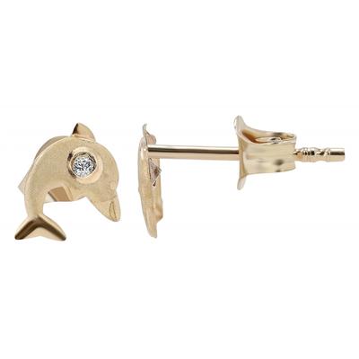 Paar Ohrhänger ADELIA´S "Mädchen Ohrstecker aus mattem Gold 333 und Zirkonia", gold, Ohrringe, Damen, Mädchen, Gelbgold 333 Gold, Gelbgold 333, Gold