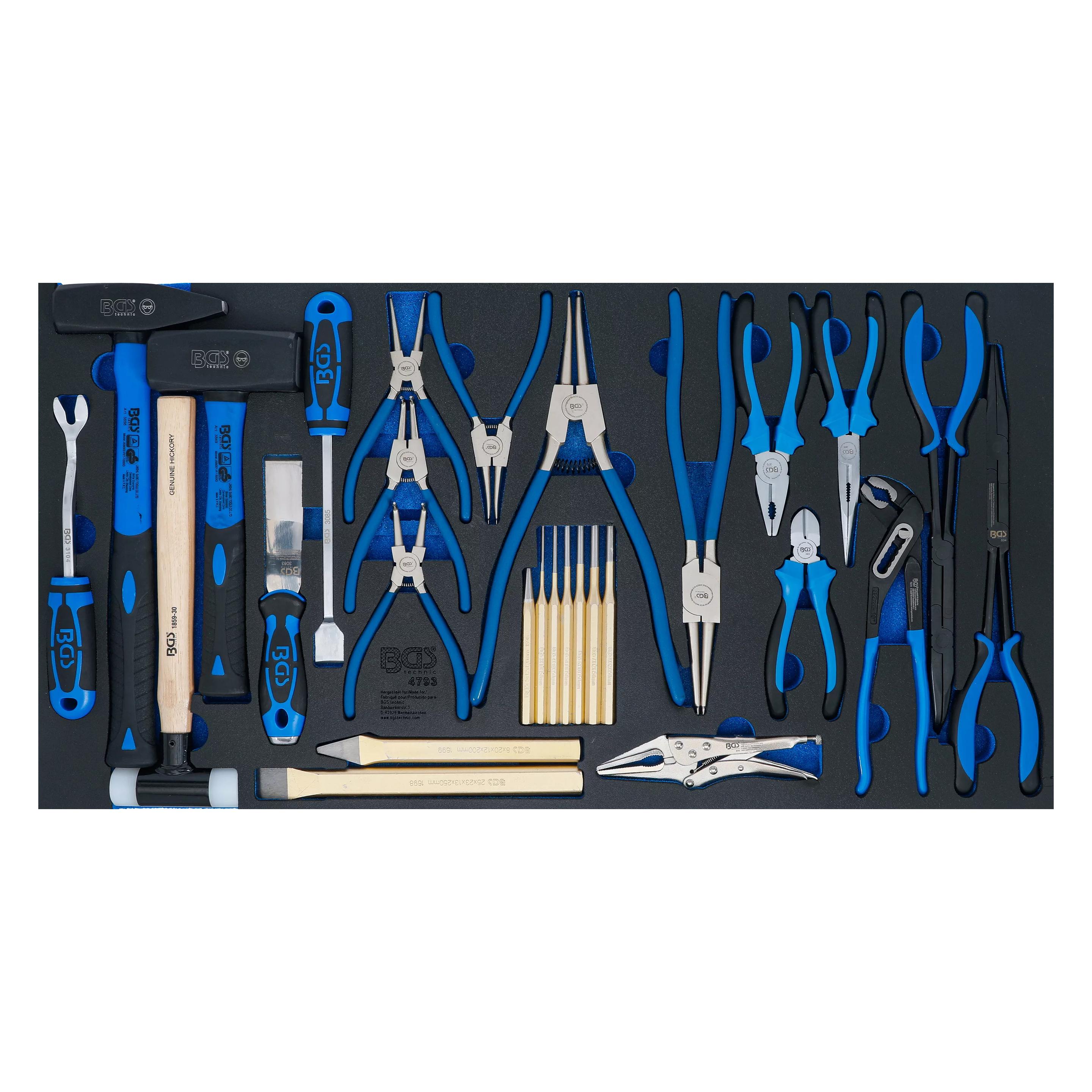 BGS - Werkstattwageneinlage XL: Hammer-, Zangen- und Meissel-Satz, 28-tlg. (4793)