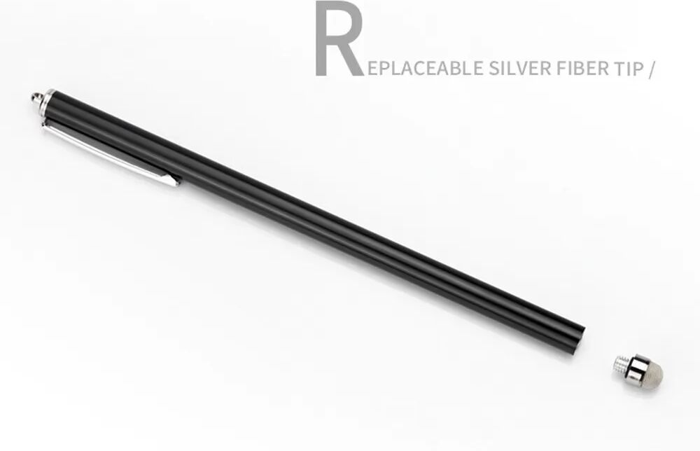 INF Stylet capacitif universel avec pointe remplaçable et clip Le noir