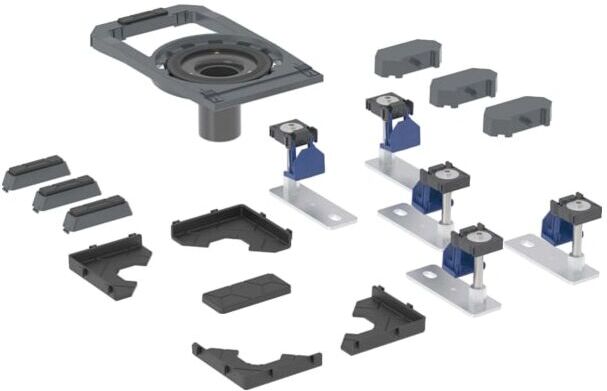 Geberit Duofix Duschwannenablauf 551559001 mit 5 Füßen, stockwerksdurchdringende Installation