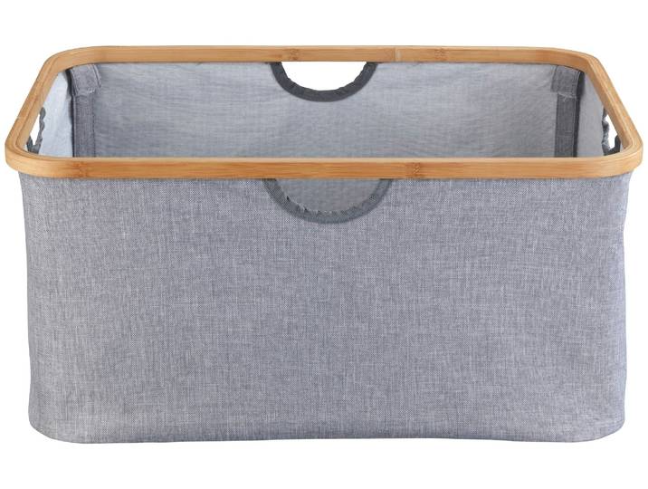 Wäschekorb WENKO Bahari , braun (braun, grau), B:54cm H:26cm T:36cm, Bambus, Polyester, Wäschesammler, Wäschekorb, BxTxH: 54x36x26 cm, 50 Liter