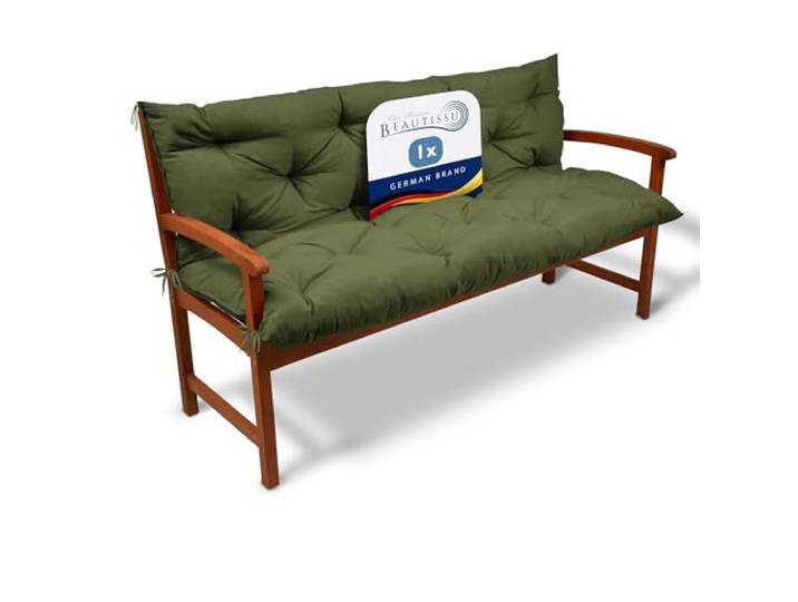 Beautissu Coussin Banc de Jardin Extérieur Terrasse Balcon Matelas 100x50x50cm Vert Olive confortable d'assise dossier mobilier Flair BR