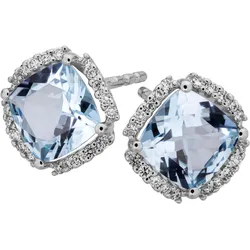 Orolino Ohrringe Gold 585 mit Blautopas (beh.) + 40 Brillanten zus. 0,16ct.