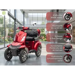E-Seniorenmobil MAXXI 4.0 - Blei Akku - 1000W - 25 km/h - ROT