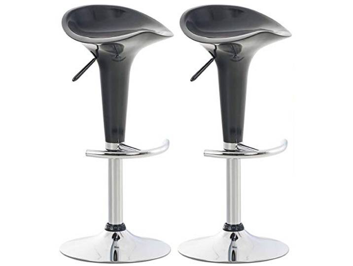 CLP 2er Set Barhocker Saddle Mit Drehbarem Kunsttoffsitz Und Fußablage I Höhenverstellbarer Hocker Mit Metallgestell In Chrom-Optik Farbe grau