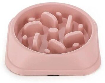 Uplift Essentials Anti Gulping Slow Feeder Interactive Puzzle Bowl For Healthy Digestion pink