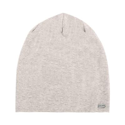 Beanie CHILLOUTS "Pittsburgh Hat", Damen, grau (nature, grau), Feinstrick, Baumwollmischung, Mützen Beanie, gestreifte Longbeanie aus Baumwolle