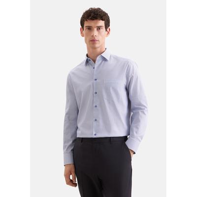 Businesshemd SEIDENSTICKER "Schwarze Rose", Herren, Gr. M (40), normale Ärmellängen, blau, 100% Baumwolle, bedruckt, comfort fit, 2-Knopf-Manschette, Hemden, Comfort 1/1 Kentkragen Druck