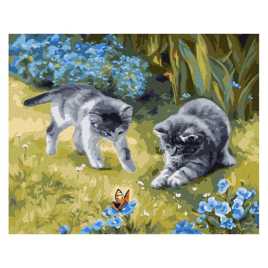 Ideyka Malen nach Zahlen - Katzen im Garten 40x50cm (KHO4252)