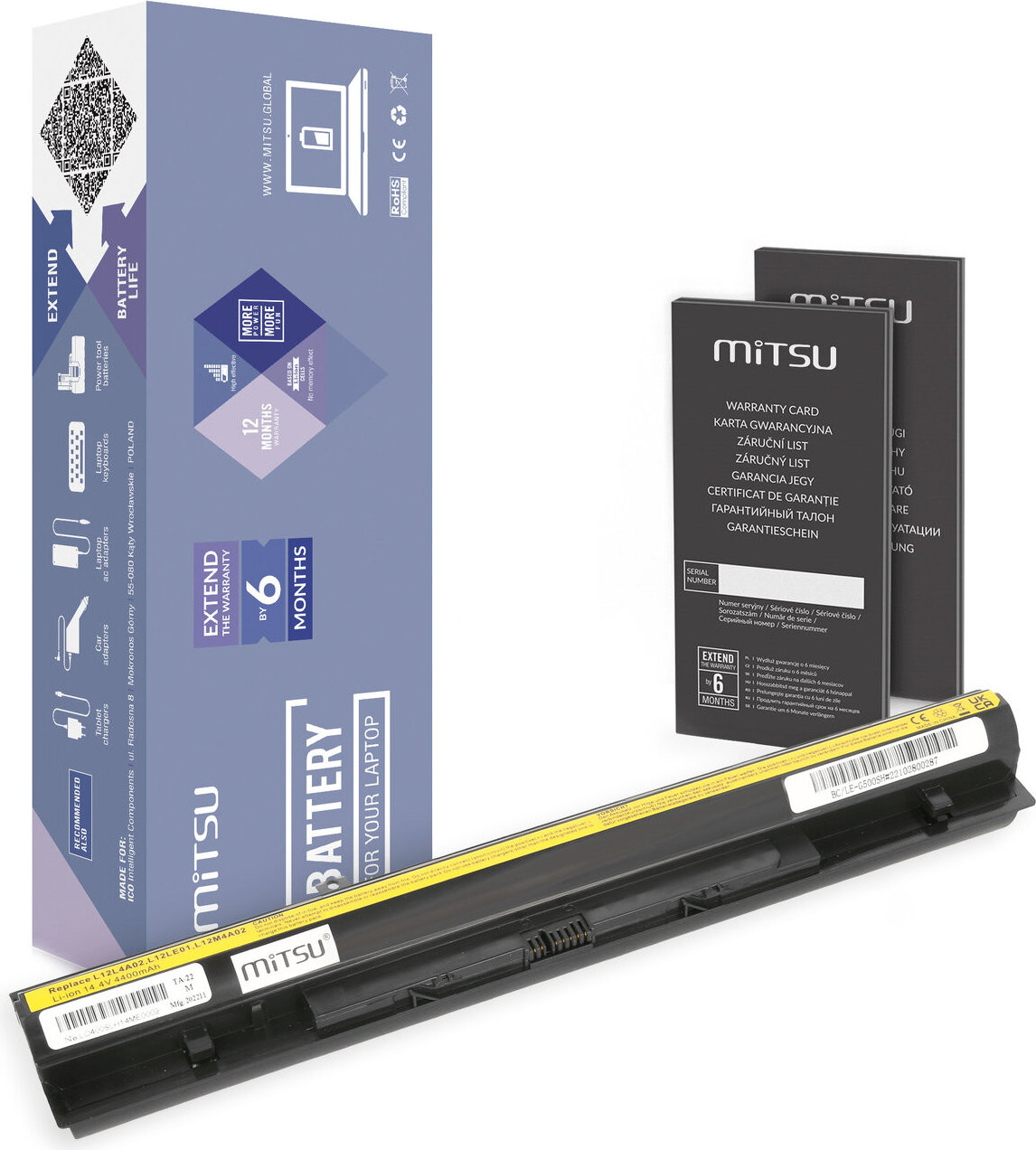 Mitsu Accu voor Lenovo G500s Z710 G50-45 G50-70, 4400mAh