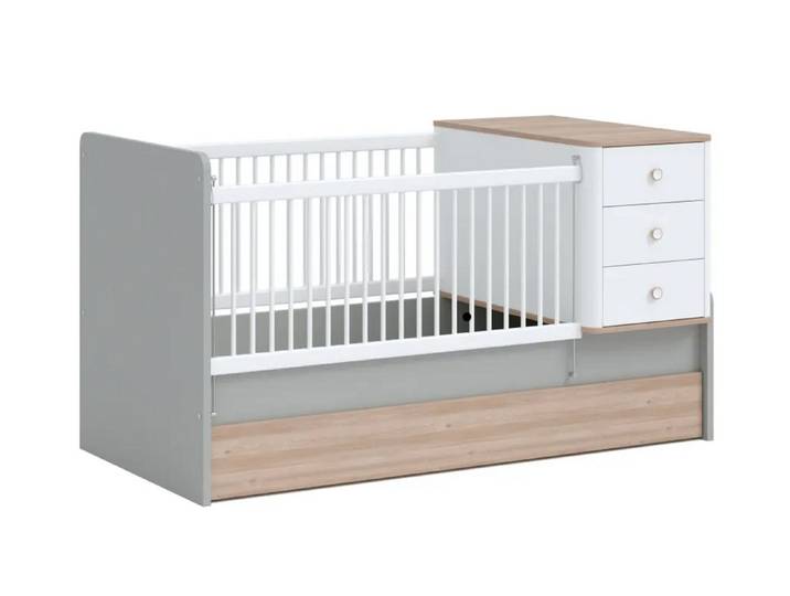 Möbel-Zeit Babybett BONO GREY Mitwachsendes Kombibett 80x130/180 cm