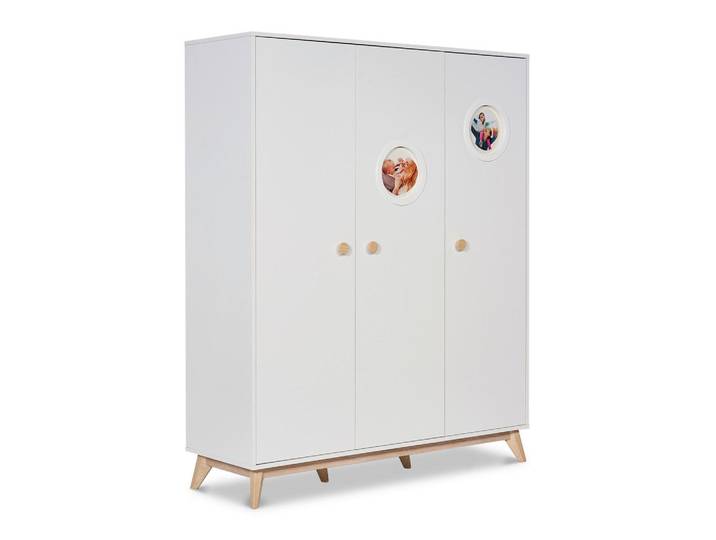 Jimmylee Babykleiderschrank Viggo, Weiß, Eichefarben, Struktur, 6 Fächer, 140x193x52 cm, Typenauswahl, Wechselbauchbinde, Babymöbel & Kindermöbel, Babyzimmer, Babyzimmer-Serien