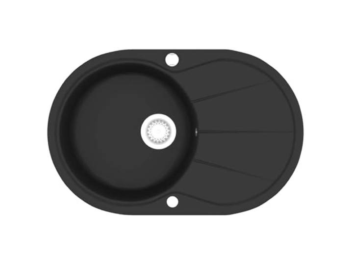vidaXL Granit Küchenspüle Einzelwaschbecken Oval Schwarz