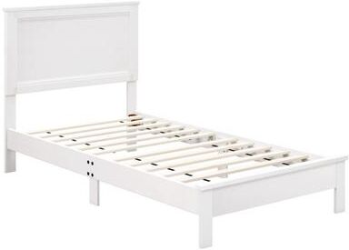 Costway Twin Size Wooden Bed Frame with Headboard and Slat Support-White