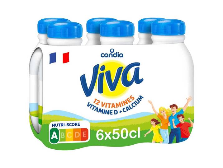 CANDIA Lait viva demi-écrémé pack 6 x 50cl