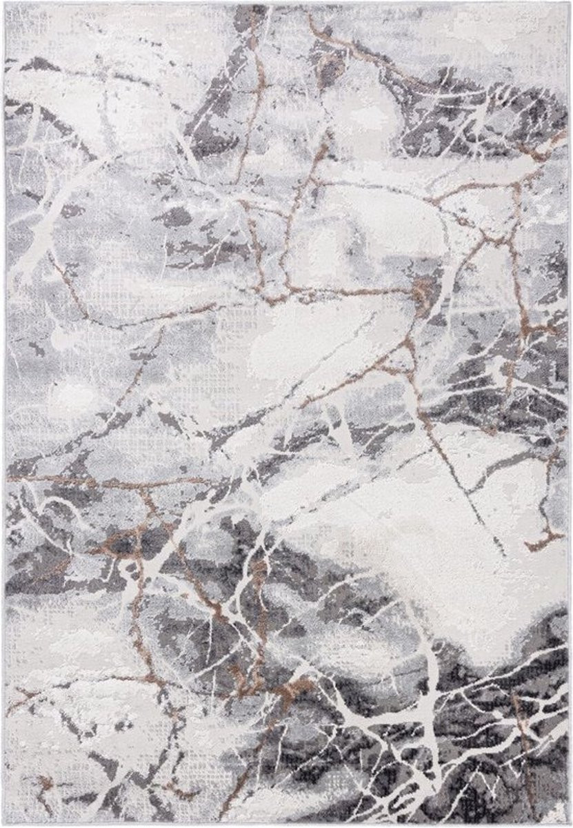 Abstract Vintage Vloerkleed Modern Rechthoekig Grijs Beige