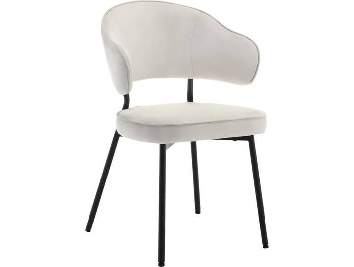 WOLTU Chaise Salle à Manger avec Dossier Chaise de Cuisine Scandinave Velours Pieds en Métal Crème W0ATT0082-1