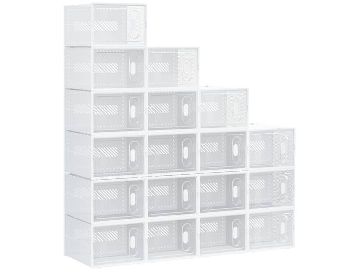 Homcom Coffrets à chaussures en plastique, lot de 18 organisateurs de rangement