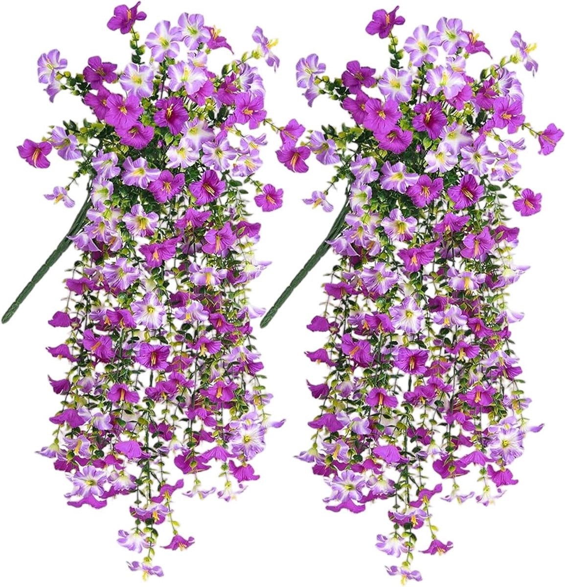 Set van 2 lichtpaarse kunstbloemen voor buiten decoratie, UV- en vervagingsbestendig, 70 cm