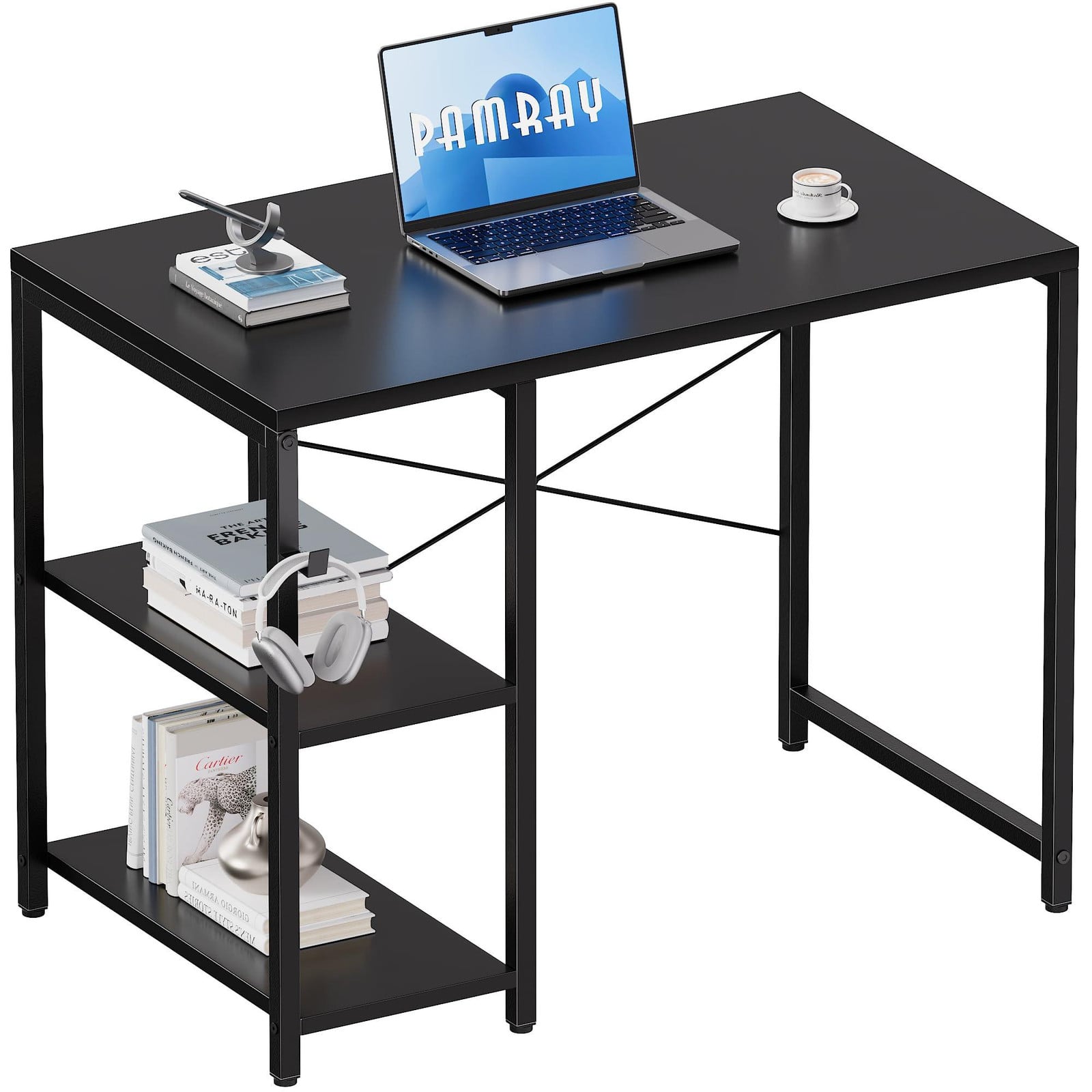 Selius Compact Gaming Bureau - 80 cm - Zwart - Hoogteverstelbaar