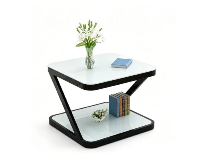 ZIYANG Moderner Couchtisch Aus Glas, Tischplatte Aus Gehärtetem Glas Mit Ablagefach, Robustes Stahlgestell, Flexibel Kombinierbar, Zweistöckiges Ablagefach, Vielseitiger Couchtisch Für Wohnzimmer,