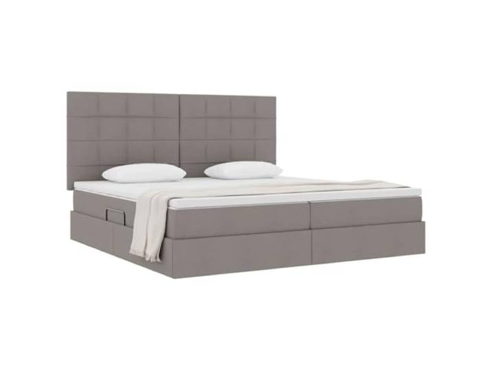 KTHLBRH Bett mit Stauraum, taupe 200 x 200 cm, Kunstleder Hydraulisches Anheben, Matratze inklusive, Metallgestell, Kopfteil im Lieferumfang enthalten
