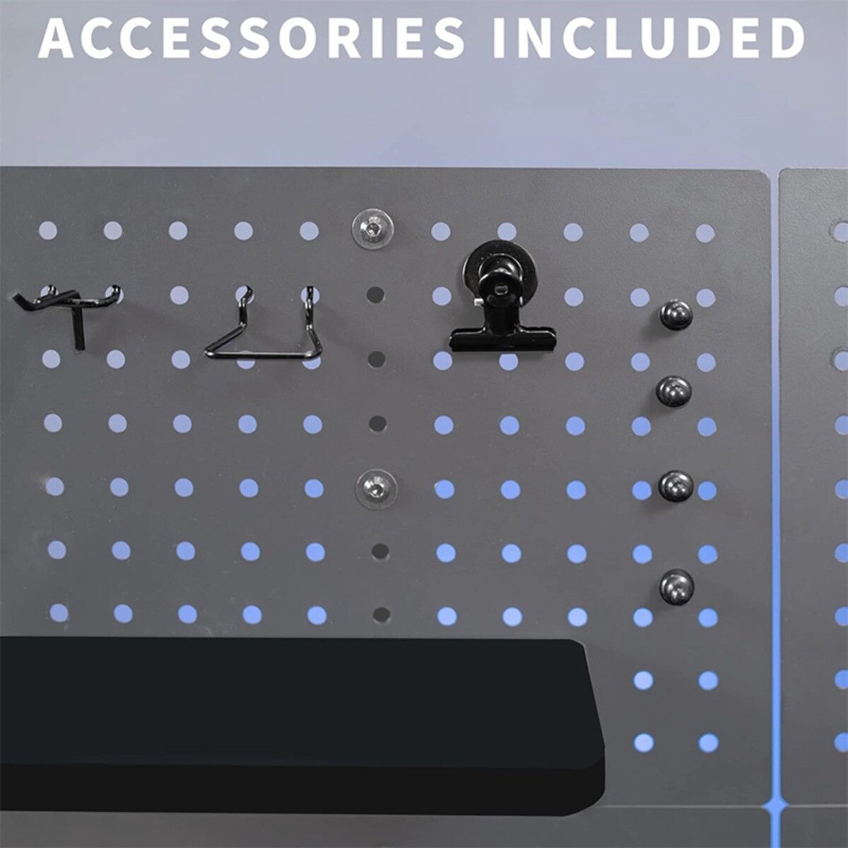 INF Schwarzes Carbonstahl-Lochwand-Set mit Ständern, hohe Tragfähigkeit für Büro, Küche, Bad und Schlafzimmer