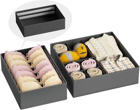 Set van 2 opvouwbare lade-organizers voor IKEA Pax kledingkasten, grijs