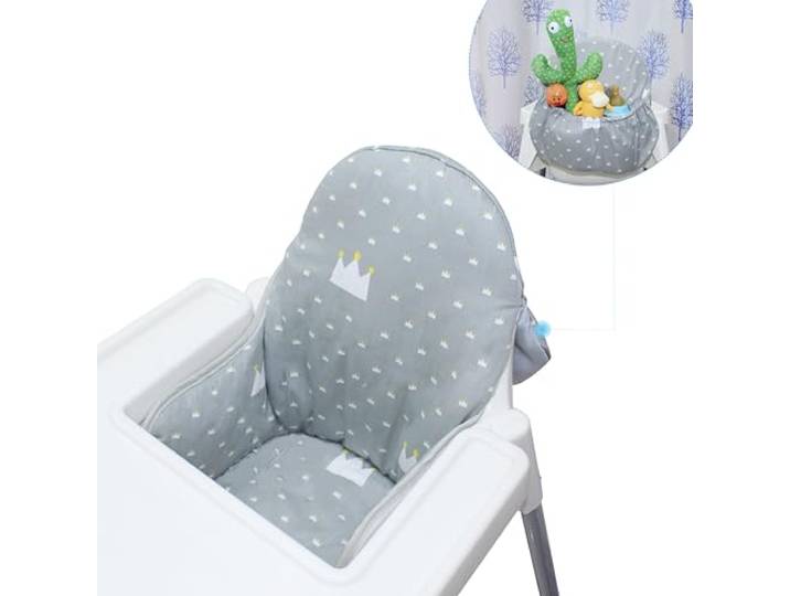 ZARPMA Stoelhoezen kussen compatibel met Ikea Antilop kinderstoel\, geleverd met opbergtas\, wasbaar babystoelkussen\, katoenen gewatteerde inzet voor Ikea kinderstoel