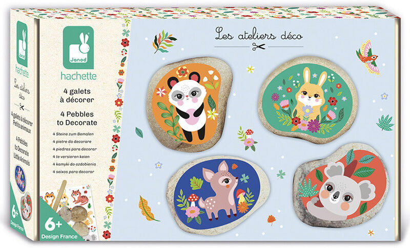 Les Ateliers Déco : 4 Galets à Décorer Animaux - Janod