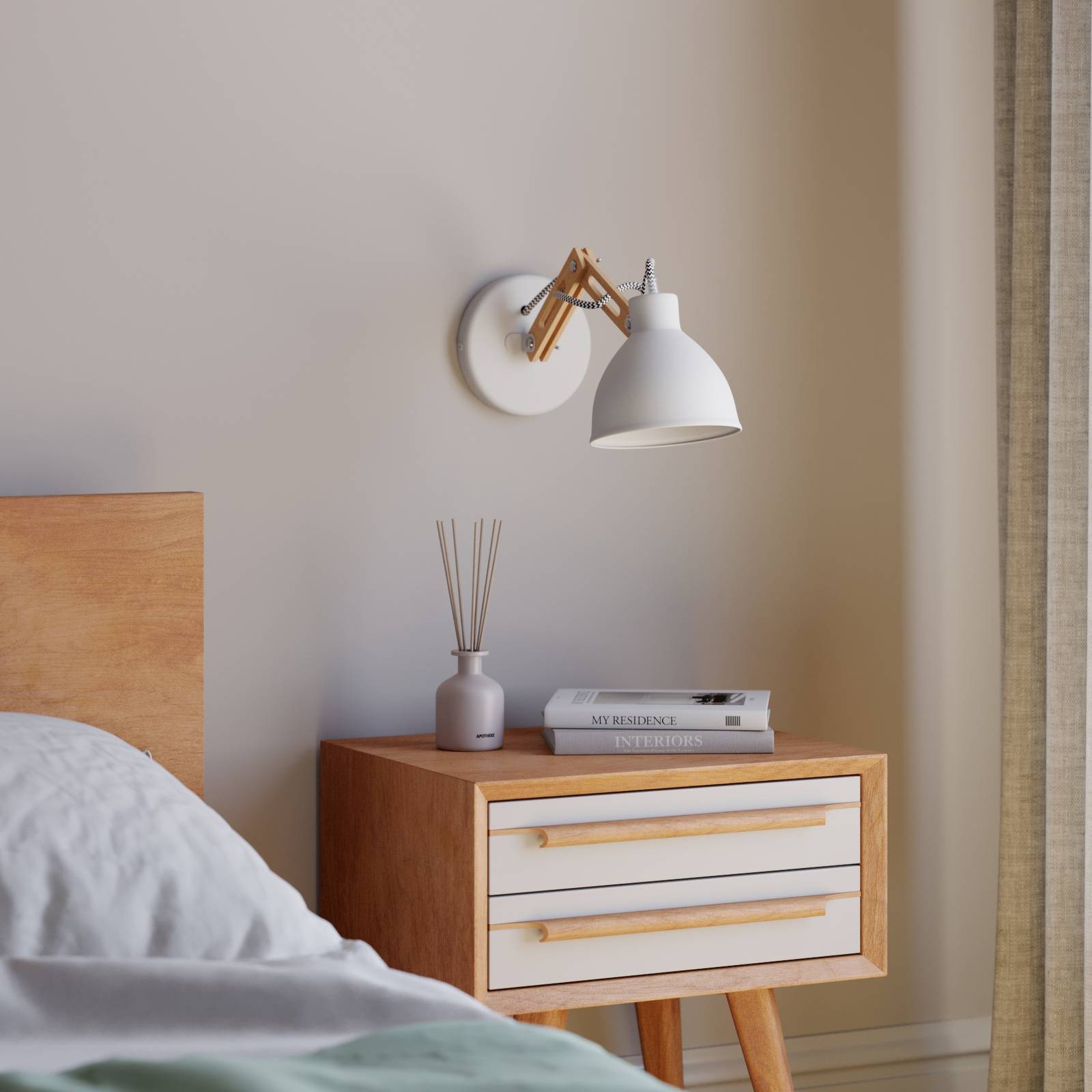 Wooden Wall Light Skansen Lamkur, dimmable, Light wood, Living / Dining Room, Wood, Industrial Design, Wall Light