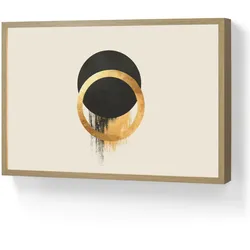 WANDLEUCHTE MIT AKKU Abstraktes Design - Schwarzer Kreis - Farbflecken Beleuchtung 60x40 cm Wandlampe