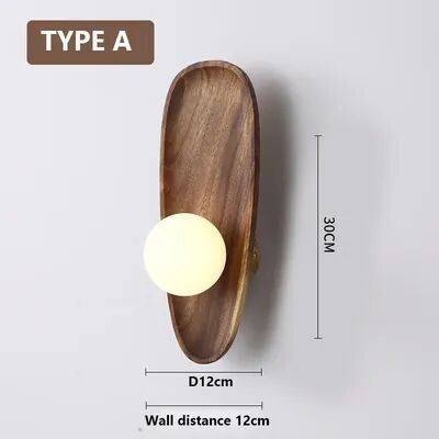 Friendly Fresh Finds Wooden Wall Lamp Vintage Glass LED Wall Sconce Lighting For Living Room Decor type A neutral Light