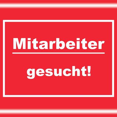 HB-Druck Mitarbeiter gesucht Schild mit Text Aushängeschild rot-weiss A0 (841x1189mm)