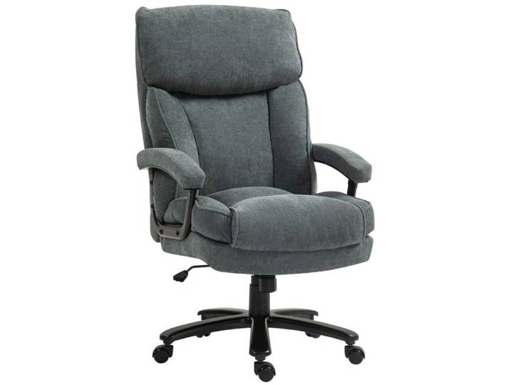 Grand fauteuil bureau gris charge 200kg revêtement souple structure solide travail