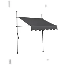 DELUKE Klemmmarkise SCHRABO 250cm Ohne Bohren Höhenverstellbar Anthrazit Polyester Markise Terrasse Balkonmarkise Sonnenschutz UV-Beständig