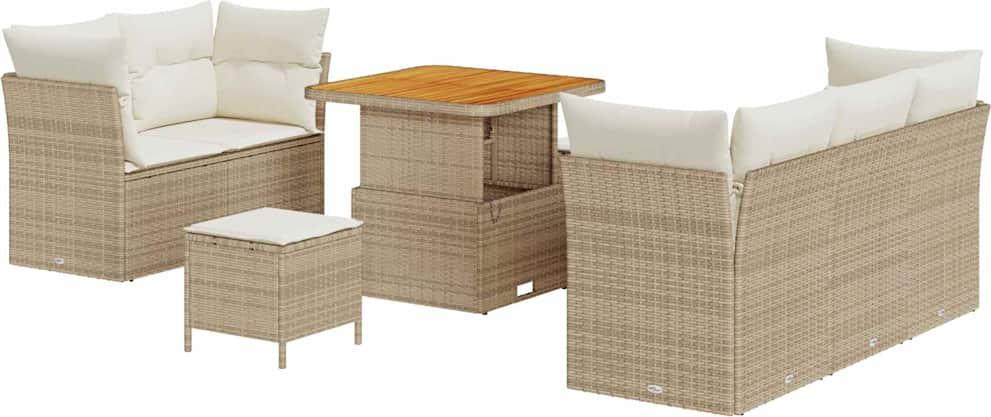 Garten-Sofa-Set 8 pcs Beige Poly-Rattan