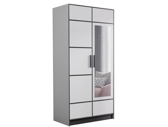 KIER FURNITURE Kleiderschrank ROJ Weiß 104,8x205x39 cm Geräumiger Kleiderschrank mit praktischer Innenaufteilung für Kleidung und Wäsche im Schlaf- oder Jugendzimmer