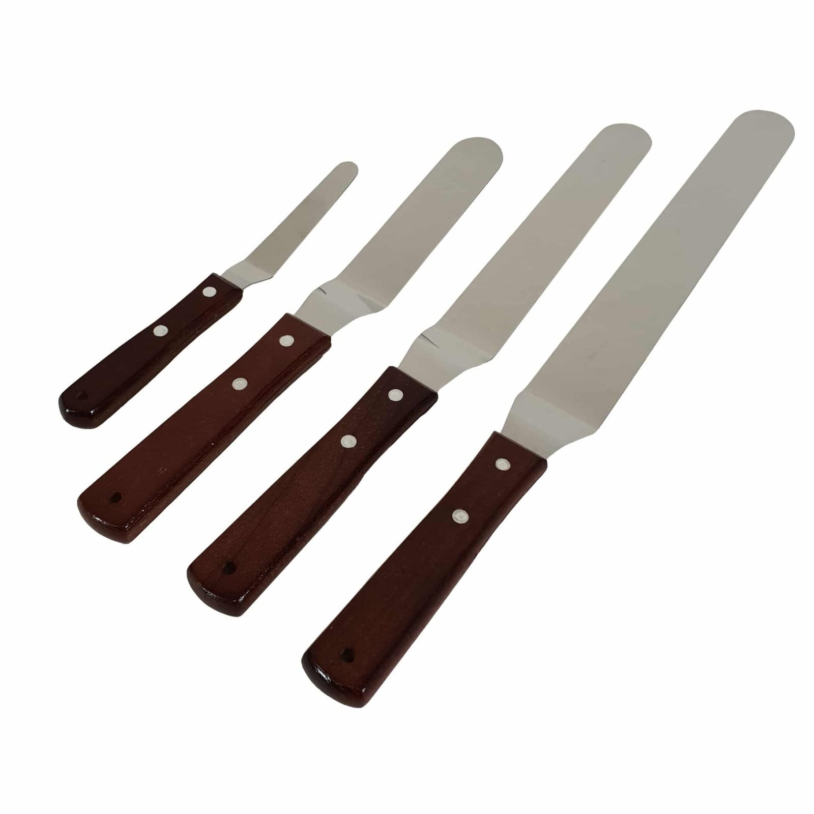 Krumble Set van 4 Paletmessen van RVS met hout