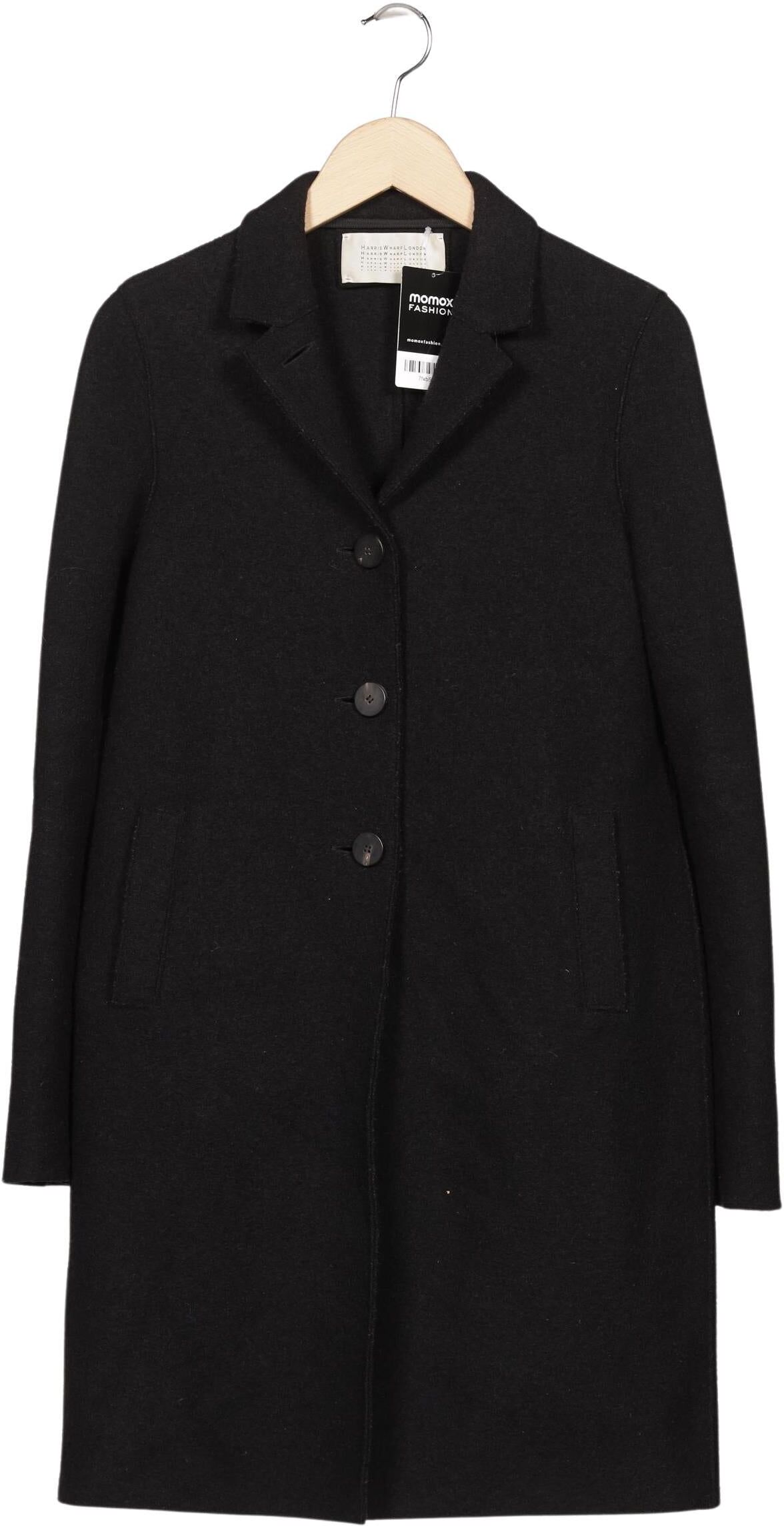 Harris Wharf London Damen Mantel, Schwarz, Gr. EU 36 (IT 42), Schurwolle - Second Hand